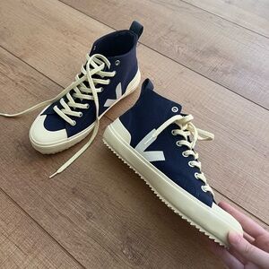 Veja Cream and Navy Sneakers